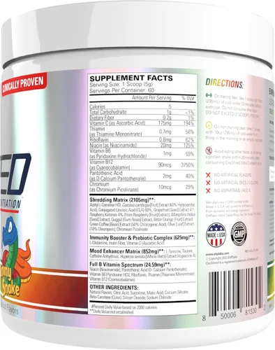 Miniatura 9 de EHP Labs OxyShred Polvo de Pre Entrenamiento - Polvo de Preentrenamiento con L Glutamina y Acetil L Carnitina, Bebida de Impulso de Energía