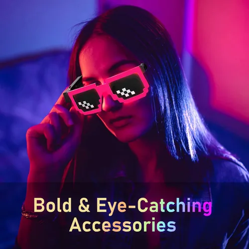 Miniatura 2 de YouRfocus Gafas de sol inalámbricas con luz LED, para fiestas que brillan en la oscuridad, gafas de neón para fiestas rave, EDM, Halloween (rosa)
