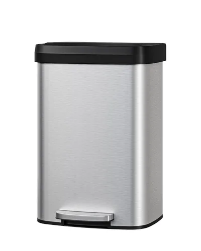 Miniatura 16 de Garvee Basurero de metal de 13 galones / 50 L con tapa, bote de basura grande para cocina, cubo de basura de metal a prueba de óxido con pedal