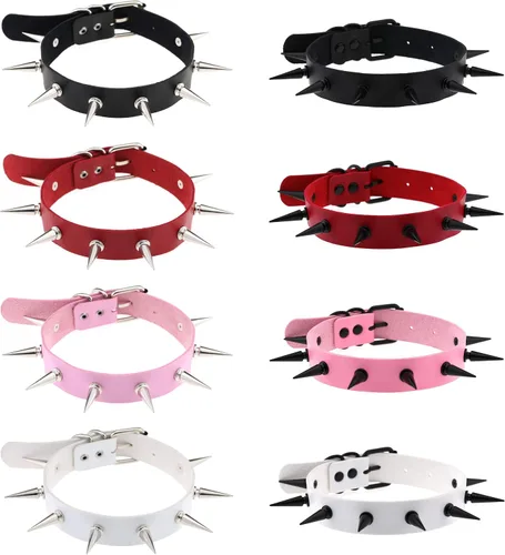 Miniatura 6 de FM FM42 Unisex Multicolor Simulated Leather PU Black-toneSilver-tone Spikes Rivets Spiked Punk Rock Gothic Choker Collar Necklace