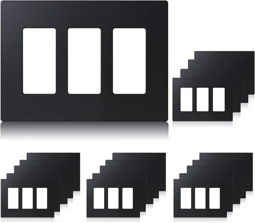 Miniatura 21 de ELEGRP Placas de pared decorativas sin tornillos de 2 posiciones, placas de cubierta de tamaño mediano, cubierta de placa frontal termoplástica Negro