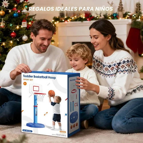 Miniatura 9 de HYES Aro de Baloncesto para Niños Pequeños, Aro de Baloncesto Interior de Altura Ajustable para Niños de 1 a 3 Años, Mini Canasta de Baloncesto