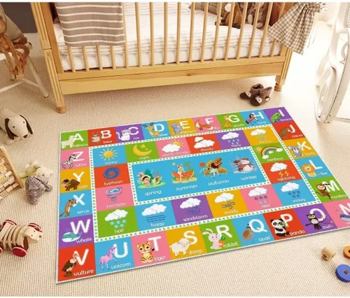 Miniatura 41 de ABC - Alfombra educativa del alfabeto, alfombra de juego de 4 x 6 pies para niños, sala de juegos, tapete antideslizante para niños y niñas Alphabet