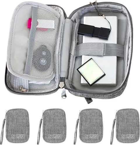 4 bolsas organizadoras electrónicas, bolsa organizadora de cables de viaje pequeña, organizador de cables de viaje impermeable, funda de transporte