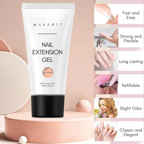 Miniatura 4 de Makartt- Gel de uñas de polietileno: 1.7 oz (50 ml), constructor de color clásico/extensión/fortalecedor, duradero, fácil de usar p/diseño