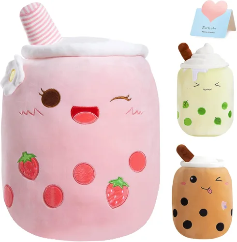 Miniatura 8 de Almohada de peluche de té Boba Matcha con luz LED de 10 pulgadas, kawaii, animal de peluche suave con burbujas, juguete con luces LED, regalo