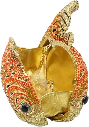 Miniatura 5 de Boutique De FGG Bolsos de mano con diamantes de imitación de pescado para mujer, bolsos formales de noche, bolso de graduación, boda, fiesta, bolsa