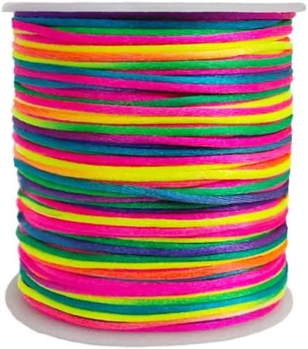 Miniatura 32 de 2.0mm Hilo de Cordón de Seda de Nylon para Cuentas de Macramé, Pulseras, Nudos Chinos, Collares, Joyería 109 Yardas (Verde Oscuro)