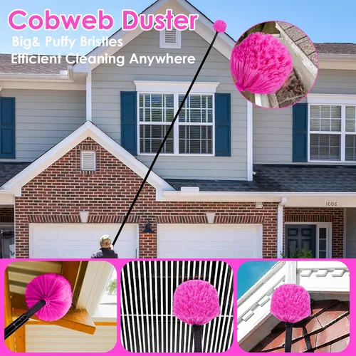 Miniatura 6 de CALBEAU Plumeros de 8 pies para limpieza, plumero con poste de extensión, plumero de microfibra utilizado para limpiar ventilador de techo, ventanas