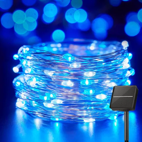 Miniatura 12 de Minetom Guirnalda de luces solares, 2 paquetes en total de 200 luces LED solares de 66 pies, luces solares impermeables para exteriores, patio