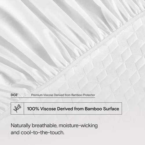 Miniatura 5 de DOZ - Protector de colchón, 100% viscosa derivada de la superficie de bambú, funda de colchón de tela de aire 3D, 100% impermeable, ultra suave, sin