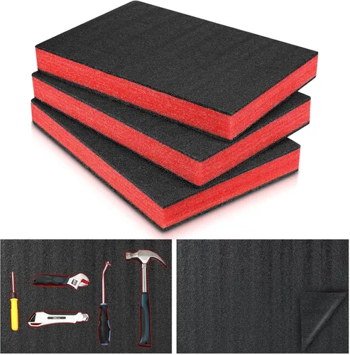 Frienda 3 piezas de caja de herramientas organizadores de espuma forro ajustable sombra 18 x 12 x 2.17 pulgadas cajón herramientas insertos espuma