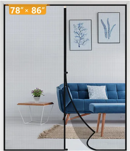 Miniatura 77 de Yotache - Puerta mosquitera magnética estrecha para puerta de 26 x 78 pulgadas, tamaño de malla de 28 x 79 pulgadas, malla de fibra de vidrio Negro
