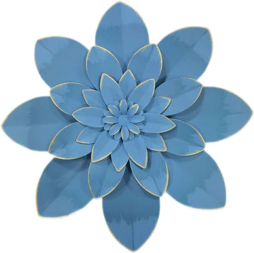 Miniatura 15 de Decoración artística de pared de flores de metal azul, escultura floral rústica moderna de 9.5 pulgadas, decoración desgastada para colgar