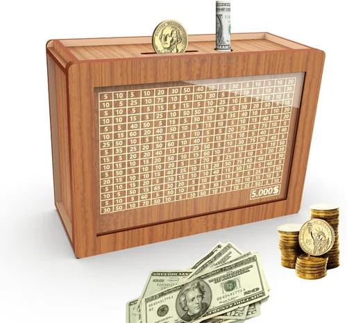 Miniatura 9 de Alcancía para adultos y niños, banco de monedas de madera para niños y niñas, caja fuerte de efectivo caja de ahorro de dinero con contador, caja