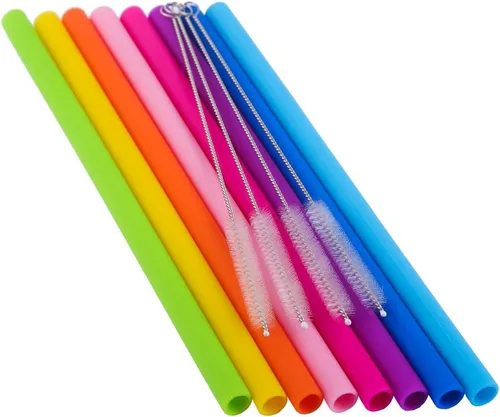 Miniatura 3 de Mcool Pajitas de silicona, 8 popotes rectos para batidos de 30 y 20 onzas, pajitas reutilizables extra largas para Yeti/Rtic/Ozark + 4 cepillos + 1