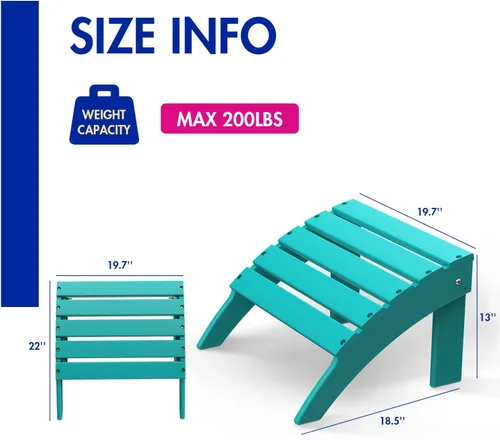 Miniatura 2 de BRIOPAWS Adirondack otomana Plegable Plástico HDPE Reposapiés para exteriores Todo tipo de clima Reposapiés de patio para silla Adirondack