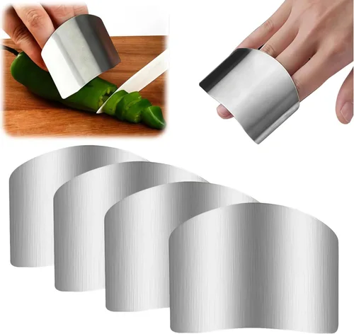 Miniatura 9 de Protector de dedos de acero inoxidable, ajuste universal, protector de dedos ajustable para cortar alimentos, herramienta de corte premium para 2