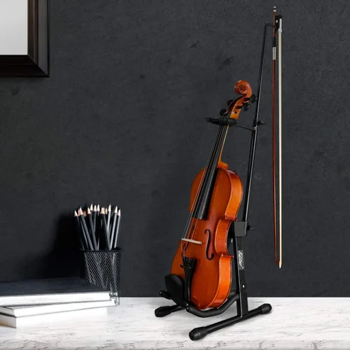 Miniatura 7 de Eastar Soporte para violín con lazos, soporte para guitarra acústica bajo, mandolina, banjo, soporte portátil y ajustable negro, fácil de instalar