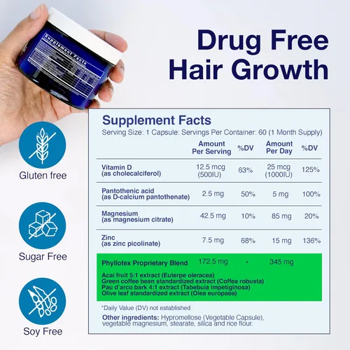 Miniatura 7 de Vitaminas para el crecimiento del cabello para mujeres y hombres, vitaminas patentadas para el crecimiento del cabello para mujeres y hombres