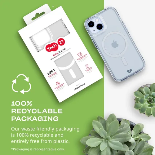 Miniatura 2 de Tech21 Evo - Funda transparente para iPhone 16e y 15, compatible con MagSafe, funda de protección contra impactos, transparente