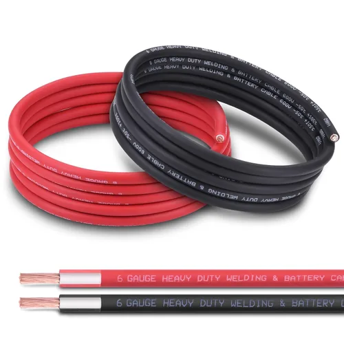 Miniatura 10 de Cable de batería 1/0 AWG de 10 pies, rojo y negro, cable de soldadura OFC de cobre puro calibre 1/0 (actualizado con aislamiento más grueso), mayor