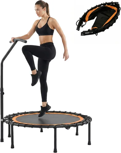 Miniatura 11 de Trampolín plegable portátil Fitnes en el hogar, mini rebote para niños, adultos, carga máxima de 40 pulgadas, 330 libras Negro (Black with handle)