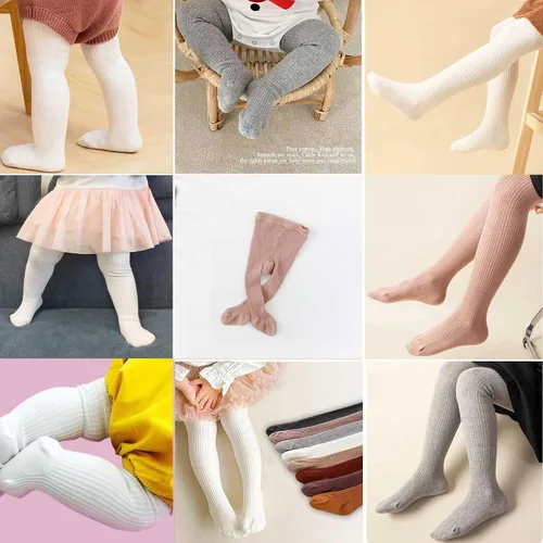 Miniatura 32 de CECORC Mallas de punto trenzado para niñas pequeñas, medias gruesas de algodón para bebés de 1 a 10 años