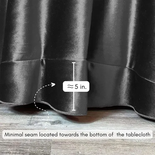 Miniatura 4 de YOUR CHAIR COVERS - Mantel redondo de terciopelo de 120 pulgadas - Mantel de lino negro para mesas redondas estándar
