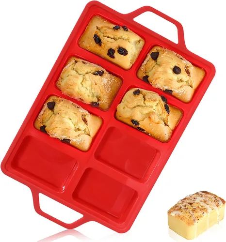 Miniatura 13 de Mini molde para pan, molde de silicona reforzada con metal, antiadherente, 8 cavidades, moldes de silicona para hornear pan, pan, pastel de carne