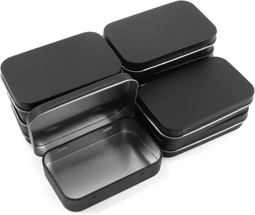 Murtenze 12 recipientes de metal con bisagras, caja de almacenamiento portátil con tapa abatible para joyería de boda, contenedor de bálsamo labial,