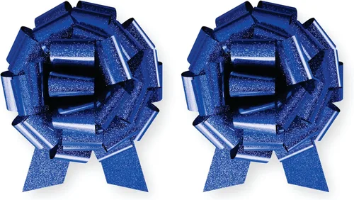 Miniatura 25 de Lazo de regalo grande azul de 12 pulgadas, lazo metálico con cuerda de tirar perfecto para envolver regalos, grandes presentes, autos, bicicletas