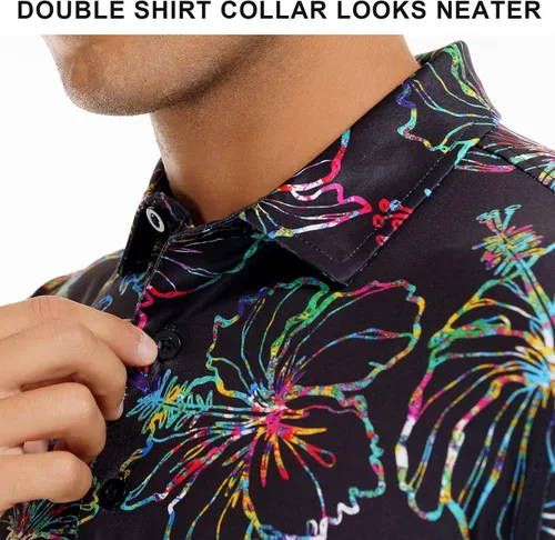 Miniatura 4 de DEOLAX Mens Golf Shirt Performance Moisture Wicking Mens Polo Shirts Fashion Print Dry Fit Polo Shirts Short Sleeve Soft