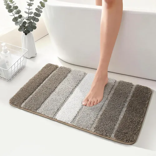Miniatura 24 de COSY HOMEER Alfombras de baño de 24 x 17 pulgadas, ultra suaves y absorbentes, con respaldo de TPR antideslizante, lavable a máquina, alfombra Beige
