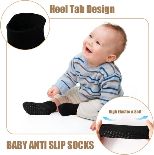 Miniatura 5 de SkiBeaut 15 pares de calcetines antideslizantes para niños pequeños, calcetines antideslizantes para niños y niñas de 0 a 7 años