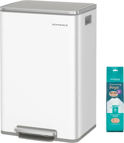 Miniatura 9 de SONGMICS Bote de basura automático con sensor de movimiento, 13 galones (50 L) con tapa de cierre suave, acero inoxidable, onda o táctil para abrir