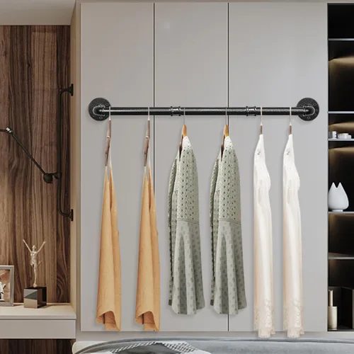 Miniatura 7 de NearMoon Toallero industrial de tubería, accesorio de toallero de baño resistente, montaje en la pared, soporte para toallas de baño de hierro