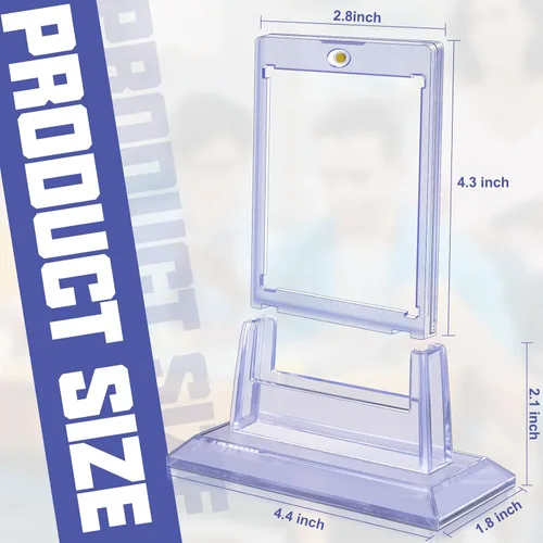 Miniatura 2 de Homthy 4 Portadores de Tarjetas Magnéticos para Cartas Coleccionables, Portadores de Cartas de Béisbol de Acrílico de 35pt con 4 Soportes