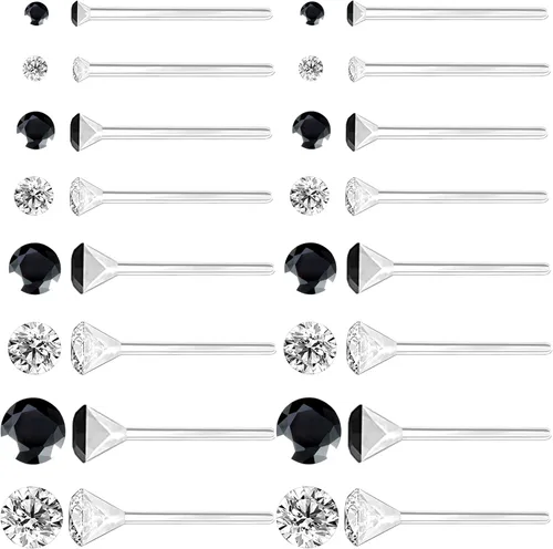 Miniatura 9 de Aretes de plástico antialérgicos para orejas sensibles, respaldos de silicona suave, kit de aretes de tuerca de circonita cúbica, 2mm, 3mm, 4mm, 5mm