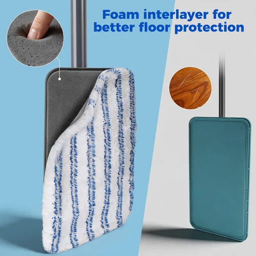Miniatura 3 de Masthome Trapeador de microfibra extra grande para limpieza de pisos, trapeador plano de 16 pulgadas con 5 almohadillas para uso húmedo y seco, mopa
