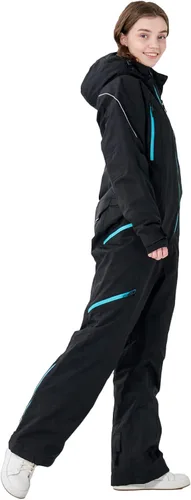 Miniatura 3 de XUQNAGG Traje de esquí de una pieza para mujer, resistente al viento, impermeable, cálido, transpirable, desmontable, para deportes de nieve