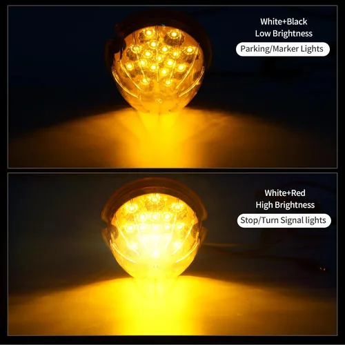 Miniatura 2 de 2 piezas de luces de sandía, luz de sandía LED de doble función de 17, lente ámbar con bisel de acero inoxidable, luces de señal de parada y giro