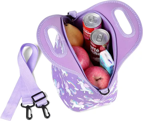 Miniatura 9 de VASCHY Lonchera para niños, bolsa de almuerzo ligera de neopreno para niños pequeños y niñas a la escuela, guardería, jardín de infantes, unicornio