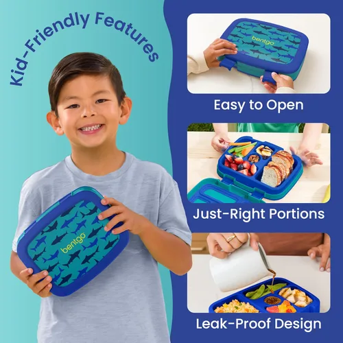 Miniatura 4 de Bentgo Kids Prints - Lonchera para niños, a prueba de derrames, con 5 compartimentos, estilo bento, tamaño de porciones ideales para edades de 3 a 7
