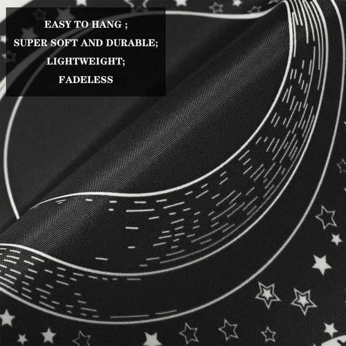 Miniatura 3 de Boao 3 piezas de tapiz de luna y estrella, arte en blanco y negro para colgar en la pared, decoración para dormitorio, sala de estar, oficina