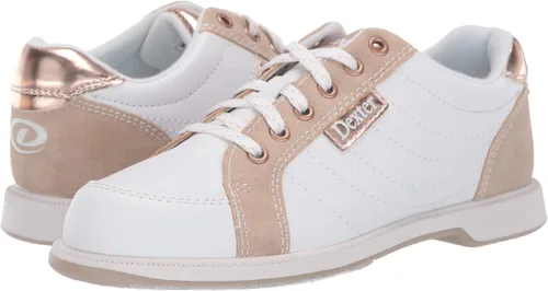 Miniatura 6 de Dexter Groove IV - Zapatos de boliche para mujer color blanco nobuck oro rosa