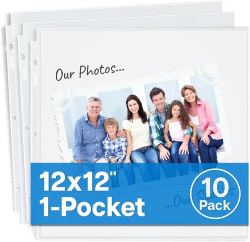 Miniatura 11 de Dunwell Páginas de repuesto para álbumes de recortes de 12 x 12 pulgadas, paquete de 25 protectores de hojas súper pesados, protectores de página