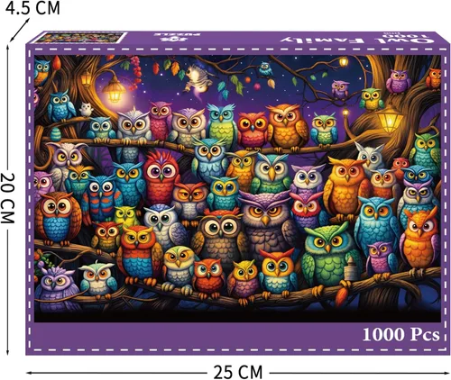 Miniatura 3 de Rompecabezas de la familia de búhos para adultos de 1000 piezas, rompecabezas para adultos de 1000 piezas, juguetes desafiantes, rompecabezas