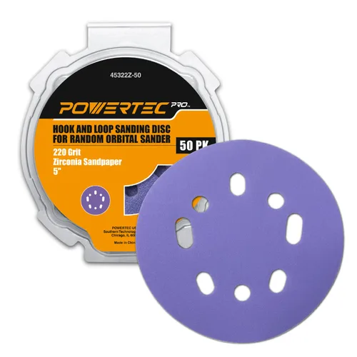 Miniatura 17 de POWERTEC 25PK, 40 Granos, Discos de Lijado de 5 Pulgadas - Gancho y Bucle, Discos de Lijado de Óxido de Aluminio de 5 Pulgadas de 8 Agujeros