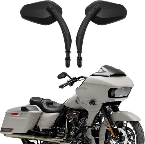 Miniatura 15 de DREAMIZER Espejos para motocicleta cromados compatibles con Harley Davidson - Espejo lateral mini en forma de lanza para Sportster 48, Road Glide